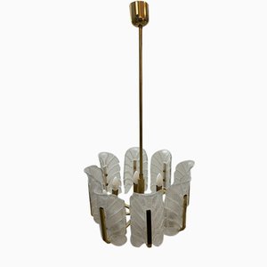 Chandelier with Orrefors Glass Leaves from Carl Fagerlund, Sweden, 1960s