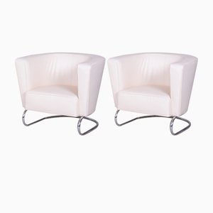 Set of Art Deco Armchairs in Chrome-Plated Steel & High Quality Leather attributed to Jindrich Halabala for Up Závody, Czech, 1930s, Set of 2