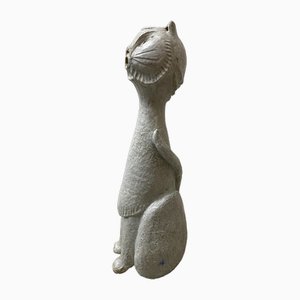 Escultura de gato de cerámica de Studio Mid-Century, 1968