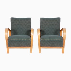 Set of Art Deco Armchairs in Beech and Oak by Jindrich Halabala for Koželka - Kropáček, Czech, 1930s