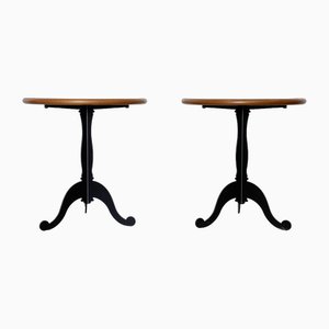 Vintage Iron and Wood Tables, 1980s, Set of 2
