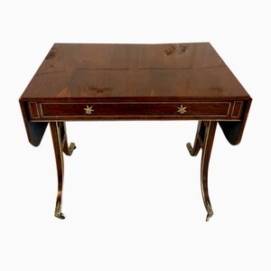 Petite Table d'Appoint Regency Antique en Laiton Incrusté en Palissandre, 1825