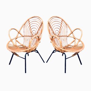 Rohe Noordwolde zugeschriebene Rattan Sessel, 1960er, 2er Set