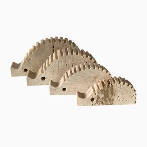 Italian Hedgehogs in Travertine attributed to Fratelli Mannelli, 1970s, Set of 4