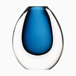 Glass Vase in Dark Blue attributed to Vicke Lindstrand, 1960s