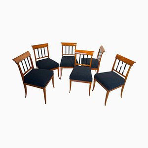 Vintage Biedermeier Chairs in Cherry Wood and Ebony, 1830, Set of 6