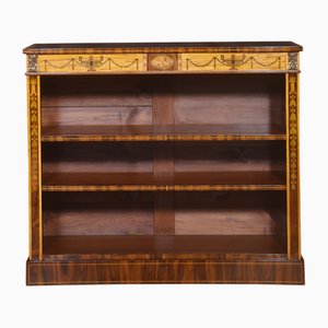 Sheraton Revival Rosewood Inlaid Open Bookcase, 1890s
