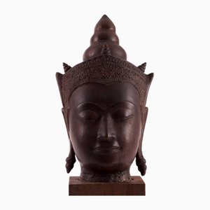 Artista de Ayutthaya, cabeza de Buda coronada, década de 1700, bronce