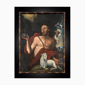San Giovanni Battista, 1800s, Plastic & Wood & Cane & Canvas, Framed