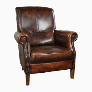 Leather Armchair with High Back