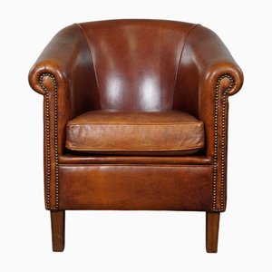 Leather Club Chair in Cognac Color