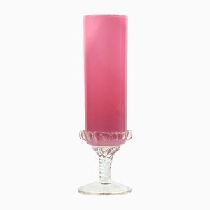 Jarrón italiano de vidrio rosa de Empoli, años 60.