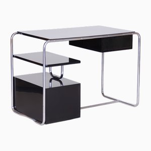 Bauhaus Black Writing Desk in Chrome-Plated Steel, Germany, 1930s
