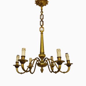 Lámpara de araña de bronce de 6 luces, años 60