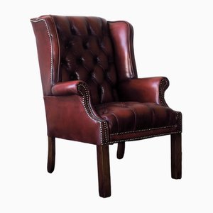 Buttoned Leather Wing Chesterfield Lounge Chair, 1970s