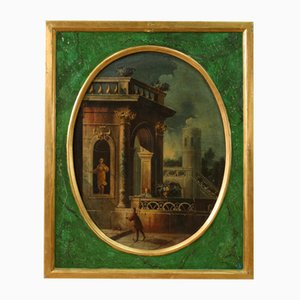 Artista italiano, Capricho arquitectónico, siglo XVIII, óleo sobre lienzo
