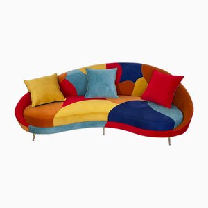Geschwungenes mehrfarbiges 3-Sitzer Glamouröses Sofa, 1990er