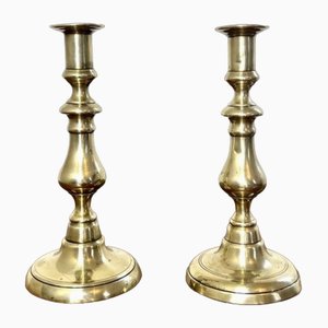 Victorian Brass Candleholders, 1880s, Set of 2