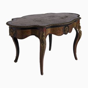 Napoleon IIV Boulle Style Panelled Desk in Walnut and Bronze, Late 1800s