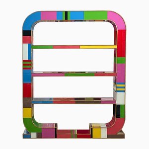 Zweiseitige Art Deco Bibliothek aus mehrfarbigem Muranoglas, 1990er