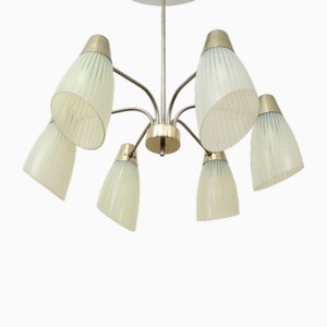 Mid-Century Ivory Glass Chandelier