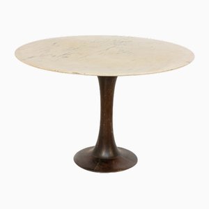 Table Ronde en Bois et Marbre par Luigi Massoni pour Boffi, 1970s