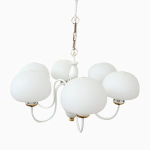 Lampe Bol Mid-Century en Verre Laiteux