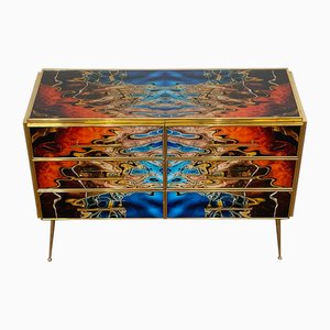 Dresser with Six Multicolored Glass Drawers, 1980s