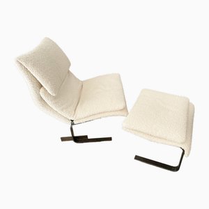 Italian Chaise Lounge with Footrest from Saporiti, Set of 2