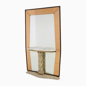Italian Pink Wall Mirror attributed to Dassi, 1950s