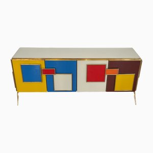 Sideboard mit 4 Glastüren und beleuchteten Griffen, 1980er