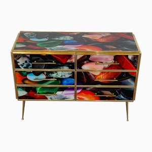 Dresser with Six Colored Glass Drawers, 1980s
