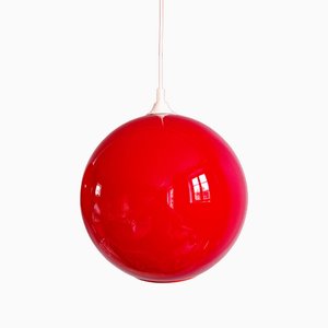 Grande Suspension Vintage en Opaline Rouge, 1970s