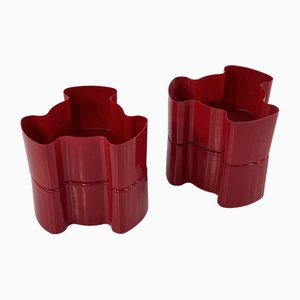 Burgundy Double Puzzle Planters from Visart, 1970s, Set of 2