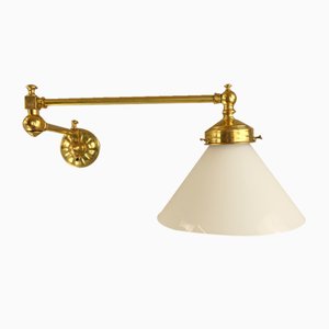 Brass Wall Light with 2 Swivel Arms, England, 1890s
