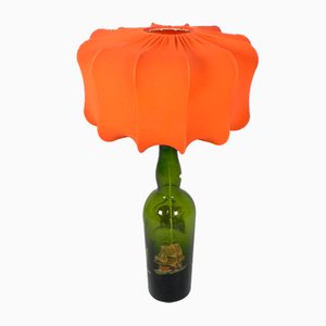 Wine Bottle Table Lamp with Fabric Shade, 1970s