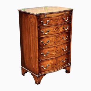 Walnut Chest of Drawers with Serpentine Front and Brass Handles