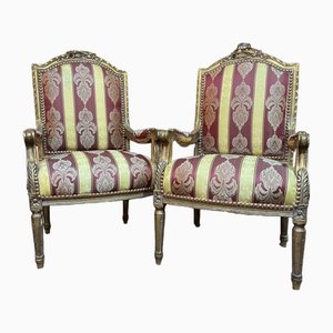 Empire French Gilt Wood Chairs, Set of 2