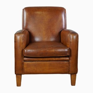 Large Cognac Leather Armchair