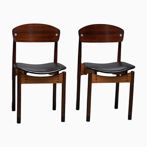 Dining Chairs in Teak, Mahogany and Faux Leather, Italty, 1960s, Set of 2