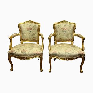 Empire Gilt Armchairs, 1920s, Set of 2