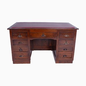 Bureau en Bois avec Plateau en Cuir