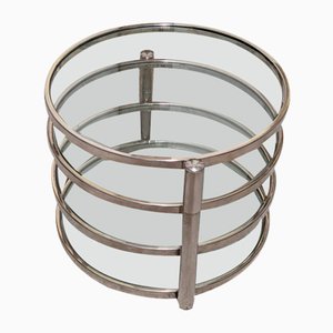 Mid-Century Modern Tiered Glass & Chrome Coffee Table