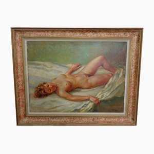 Nussbaumer, Pintura Desnuda, Años 30, Óleo sobre Lienzo, Enmarcado
