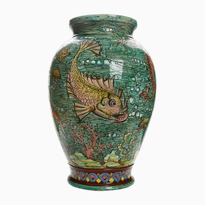 Keramik Fisch Regenschirmhalter oder Vase, 1950er