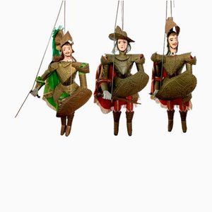 Marionetas de los Guerreros sicilianos, Italia, años 60. Juego de 3