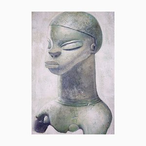 Afrikanisches Frauengemälde, 1920er, Öl auf Leinwand