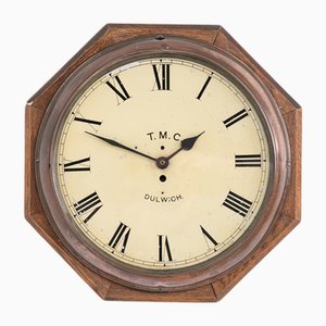 Reloj de pared octogonal de cobre de TMC Dulwich, años 30