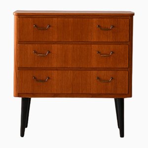 Small Teak Chest of Drawers with Metal Handles, 1960s