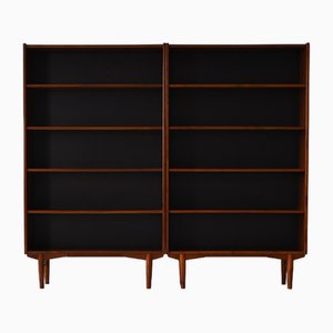 Vintage Bücherregale aus Teak mit schwarzem Hintergrund, 1960er, 2 . Set